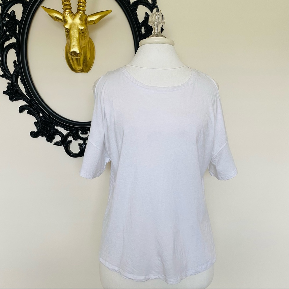 Z Supply White Cold Shoulder Short Sleeve T Shirt